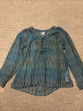 Ariat Medium Lightweights Teal Patterned Long-Sleeve Women's Sheer Blouse